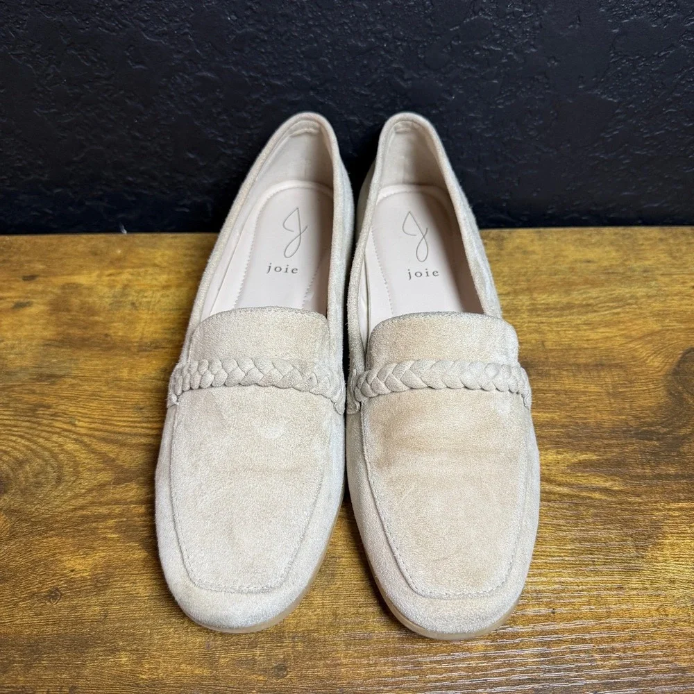Joie Braided Suede Sand Beige Loafer Flats Womens Size 9‎
